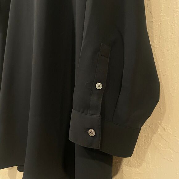 ~ J.Jill 2x Wearever Dress Black Vneck Tunic Above Knee Long Sleeve Pleated Slit - Picture 14 of 14